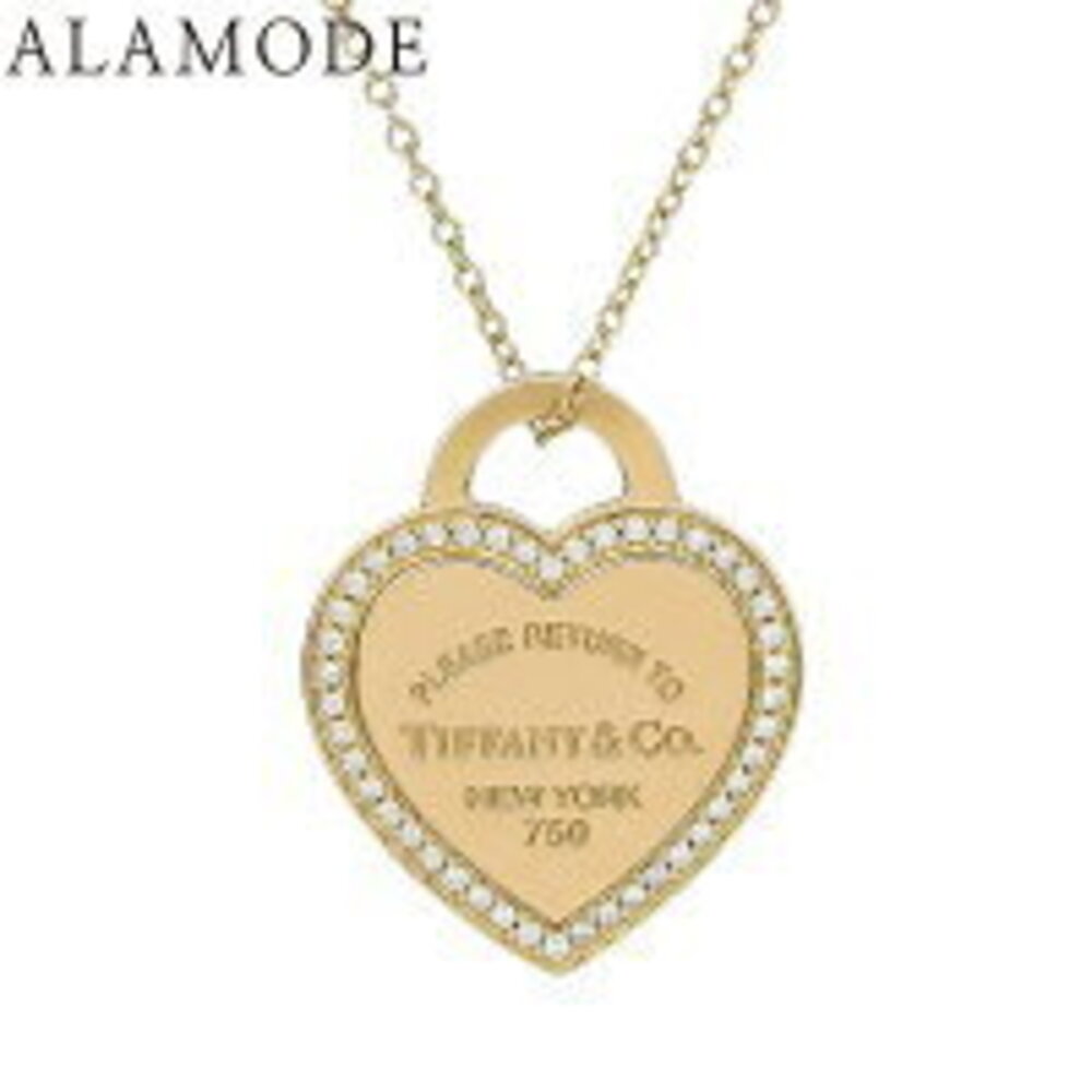 TIFFANY Co Return to Tiffany Heart Pendant Diamond Pink Gold Necklace